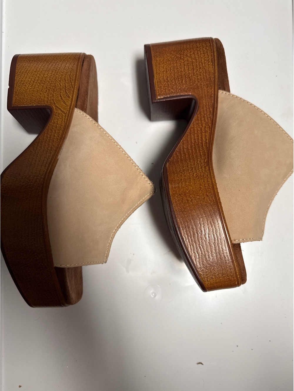 House of Harlow 1960 Griffin Ivory Leather Platform Mules Size 7.5 - Picture 5 of 7